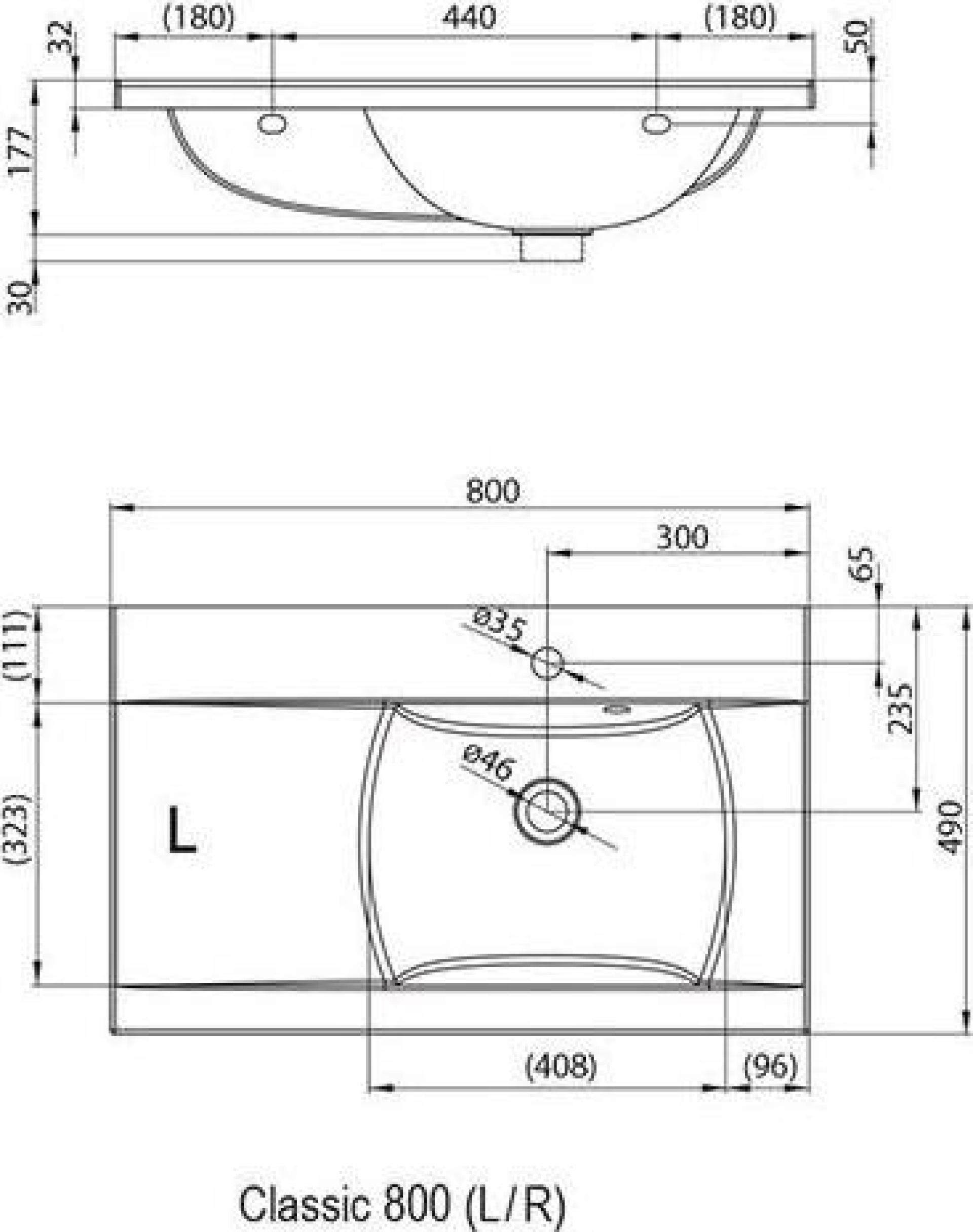 Умывальник 80х49 см Ravak Classic L XJDL11800