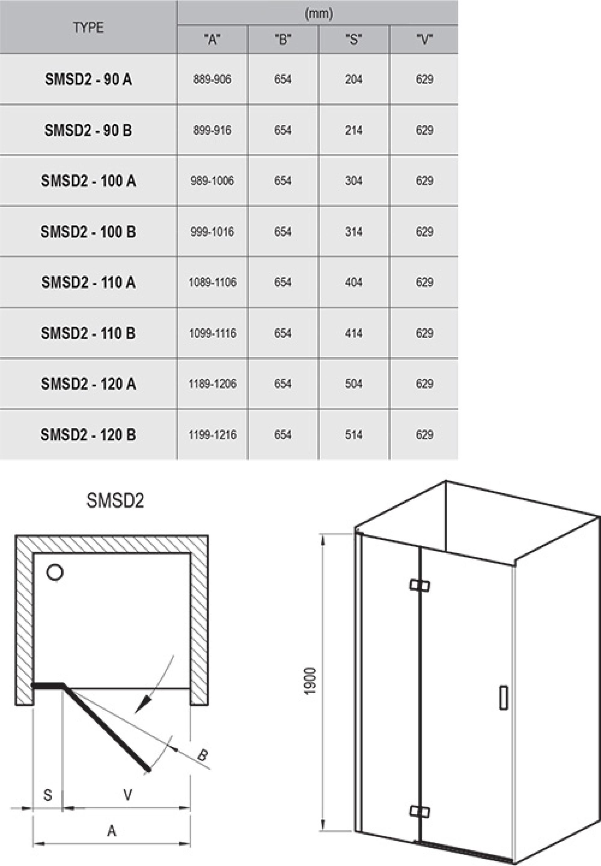 Душевая дверь Ravak Smartline SMSD2-120 B-R хром + транспарент 0SPGBA00Z1