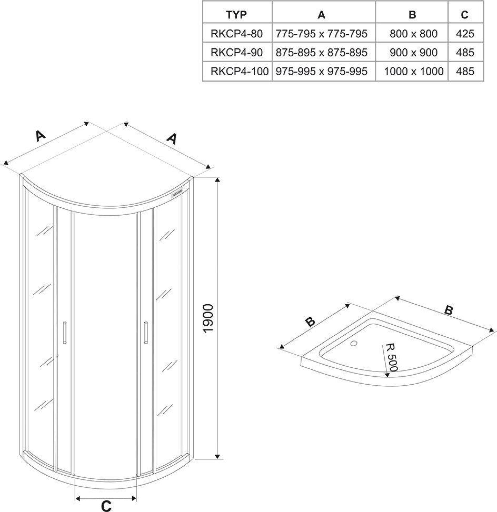 Душевой уголок Ravak Rapier NRKCP4-80 белый + грейп 3L340100YG