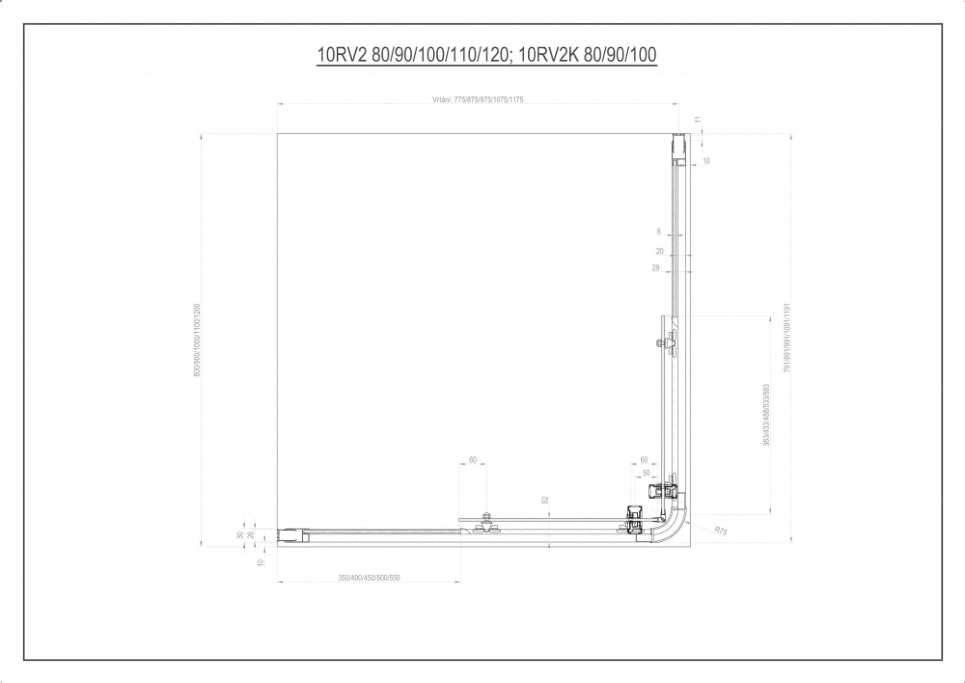 Душевая дверь в нишу 80 см Ravak 10° 1ZJ40100Z1, transparent, белый