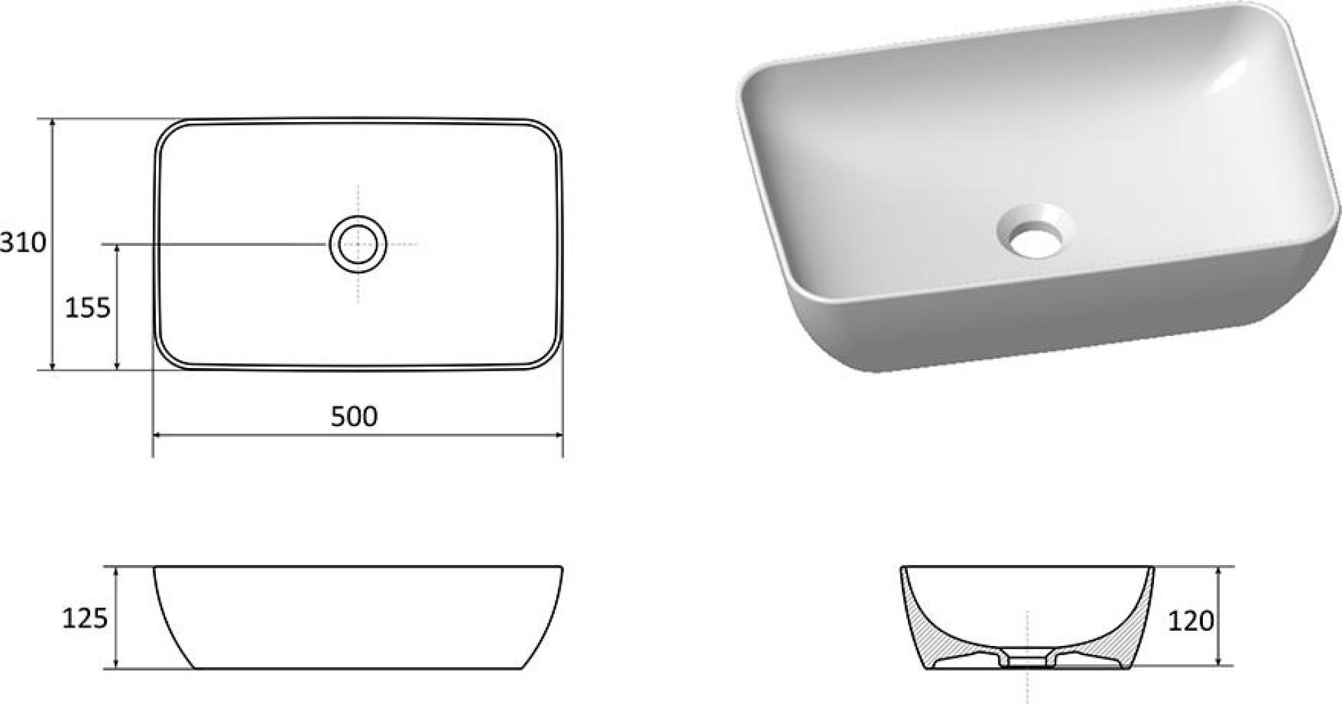 Раковина 50 см Ravak Uni Slim XJX01150001