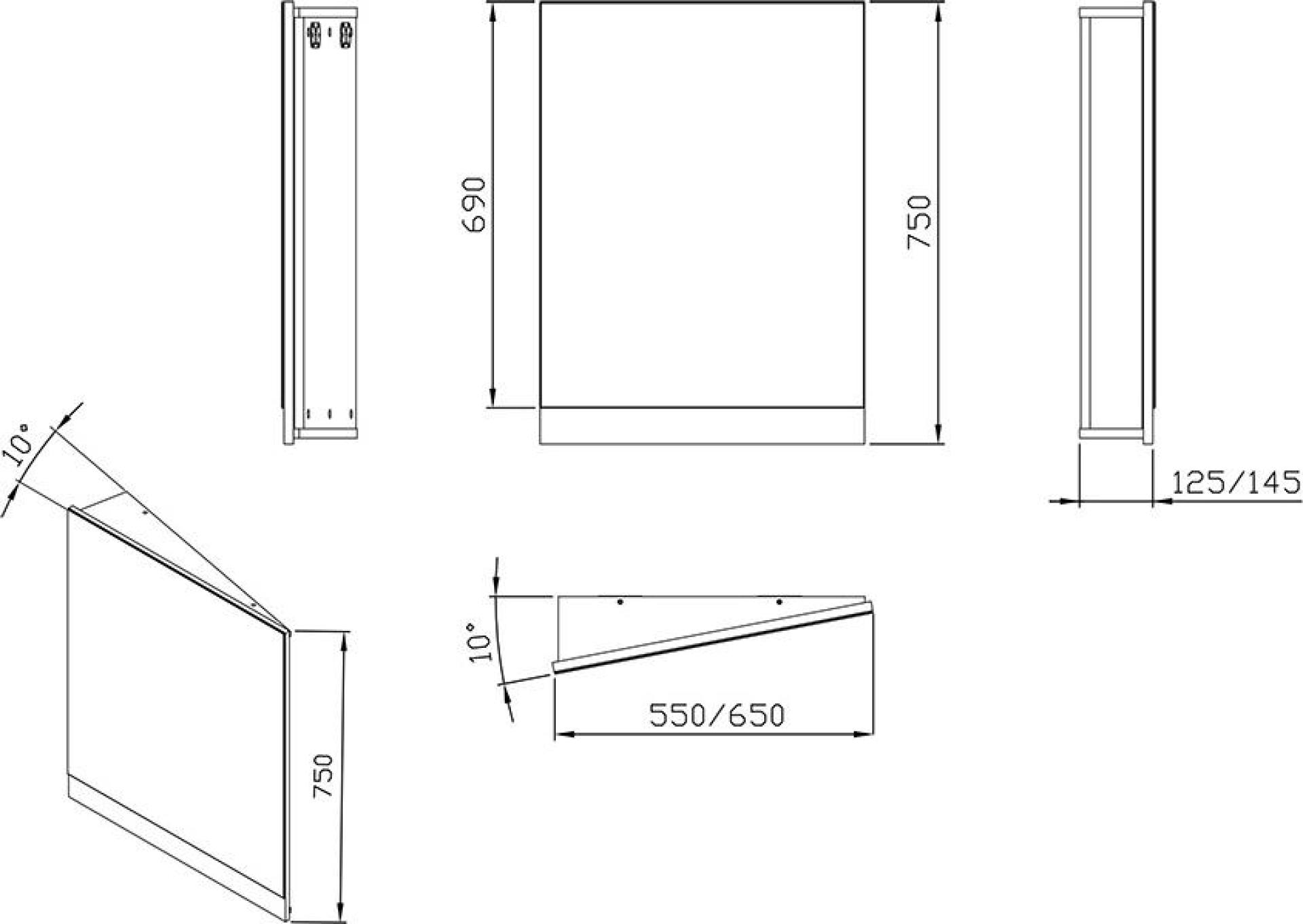 Зеркало 65 см  Ravak 10° X000001080 R, серый