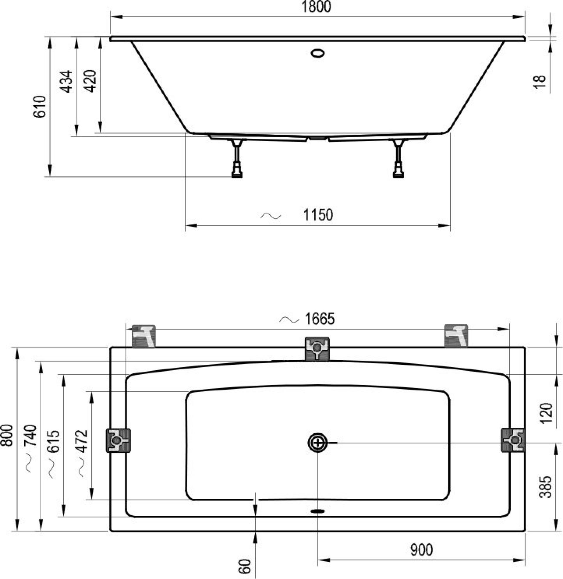 Акриловая ванна Ravak Formy 02 Slim 180x80 C891300000, белый