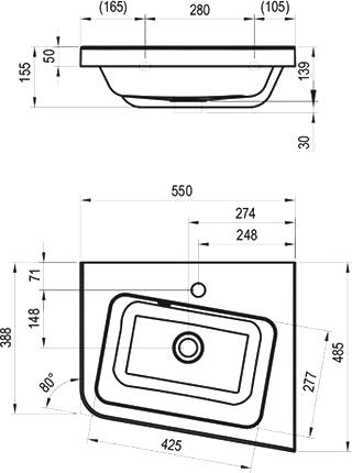 Тумба с раковиной Ravak SD 10° 55 серая R