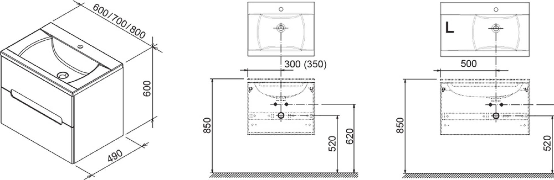 Тумба для комплекта 60 см Ravak SD Classic II X000000904, латте/белый