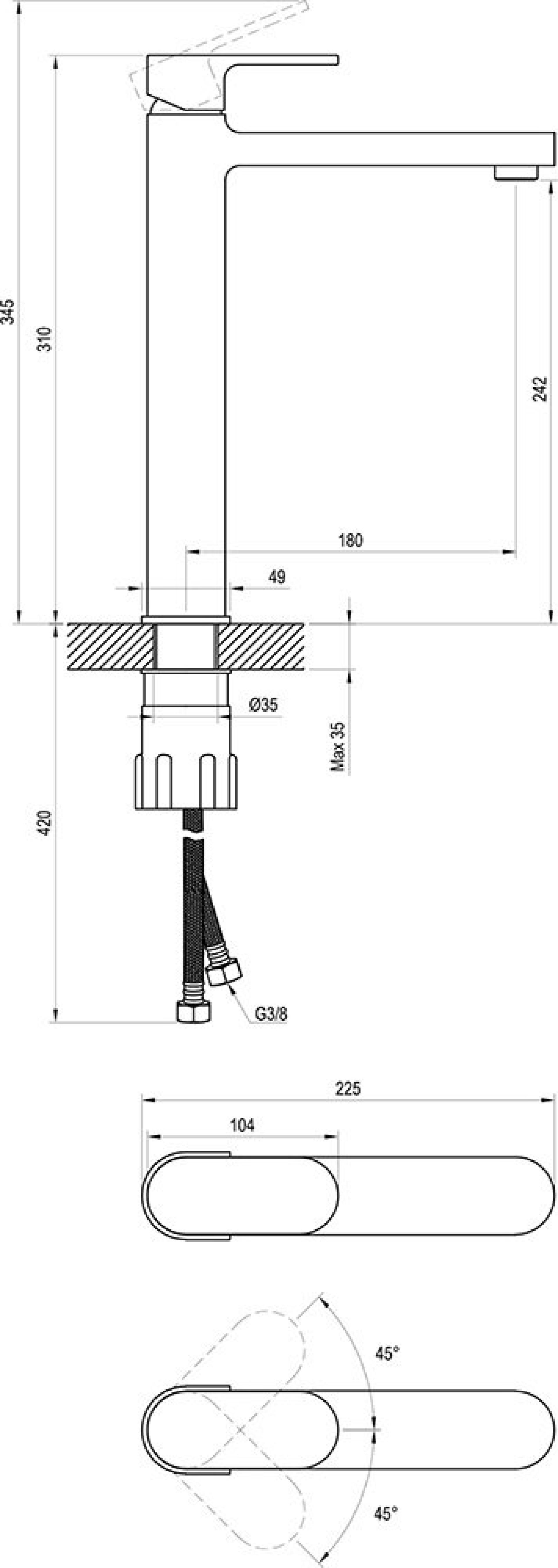 Смеситель для умывальника Ravak CR 015.20BL X070429, черный матовый