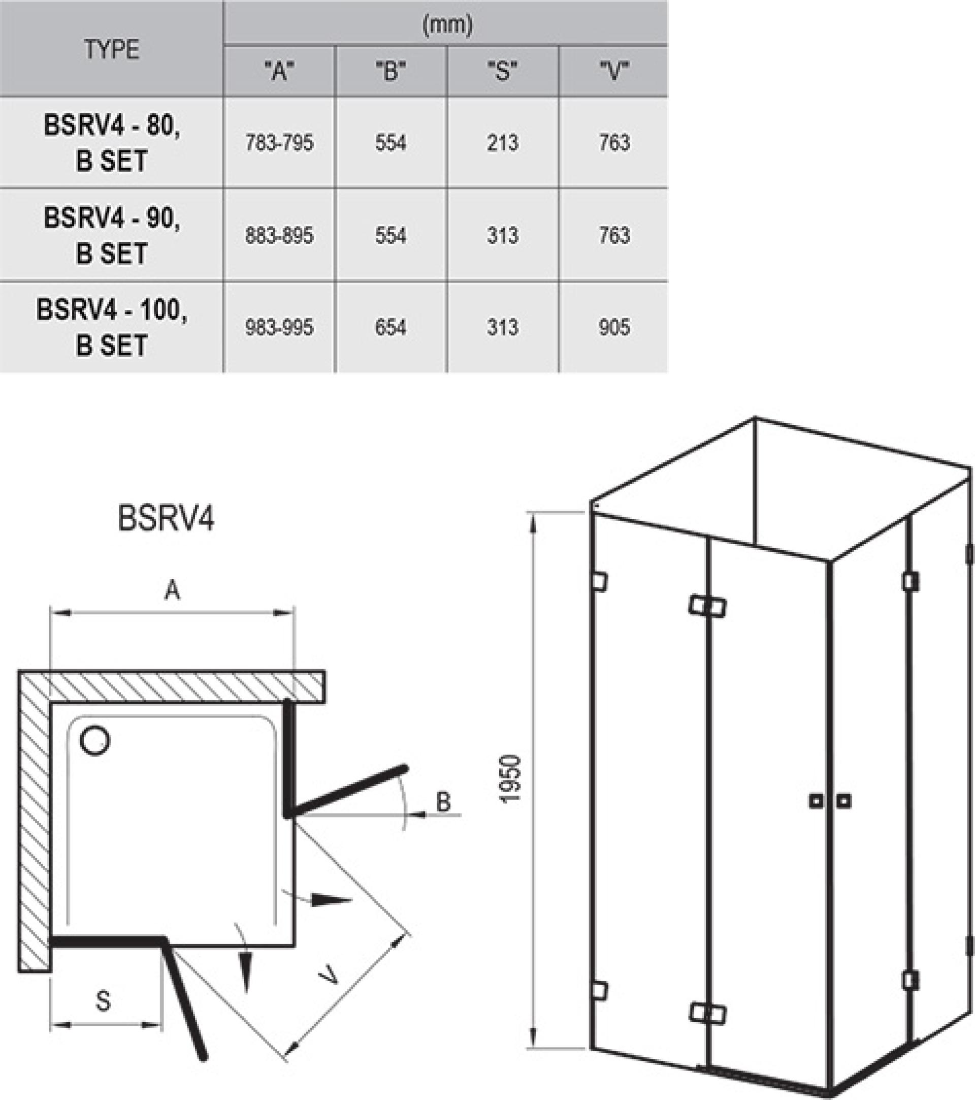 Душевой уголок Ravak Brilliant BSKK4 1UV77A00Z1 90х90 см, transparent, хром