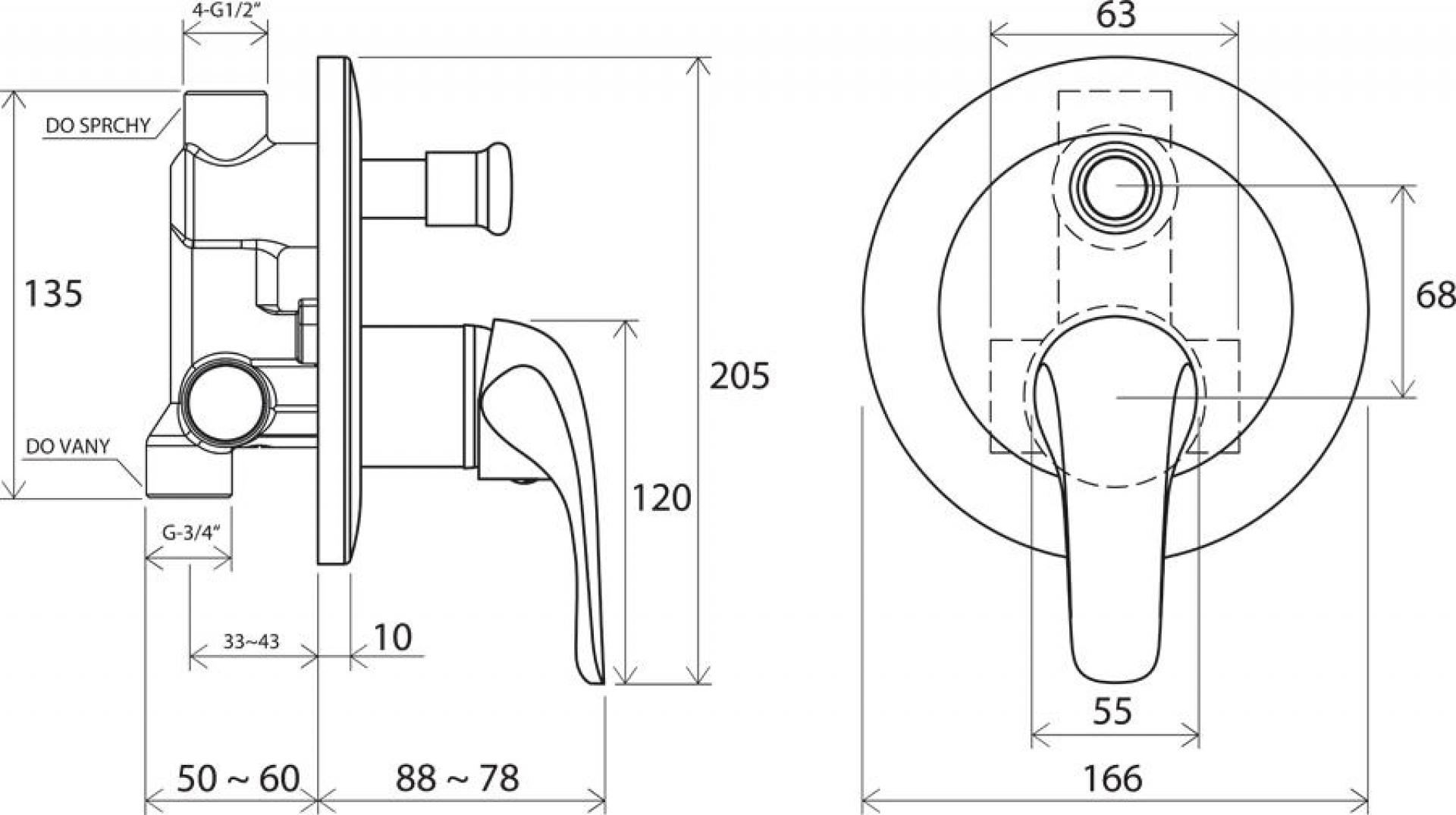 Смеситель для ванны встроенный Ravak Rosa RS 061.00 X070014