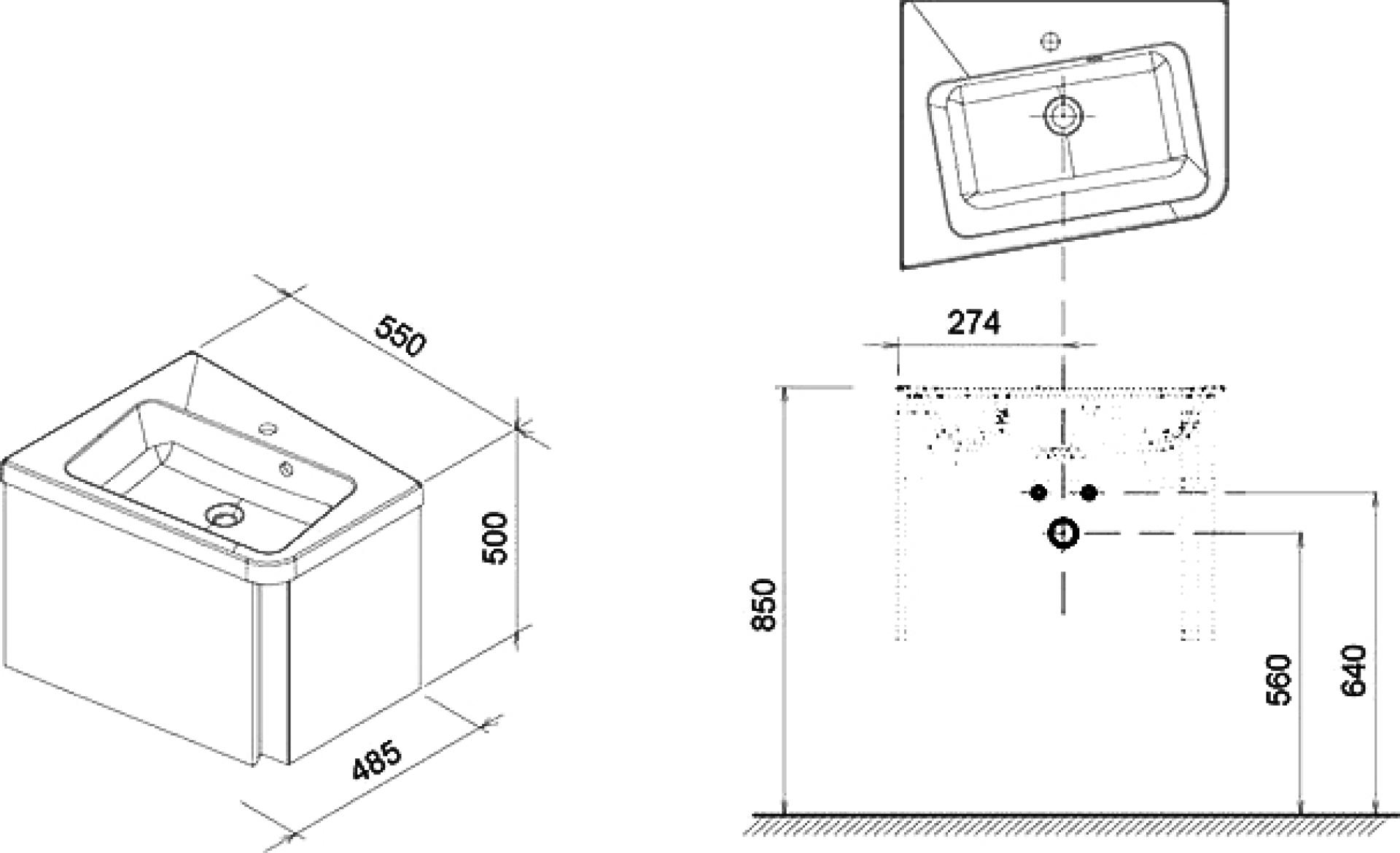 Тумба для комплекта Ravak SD 10° 55 темный орех L