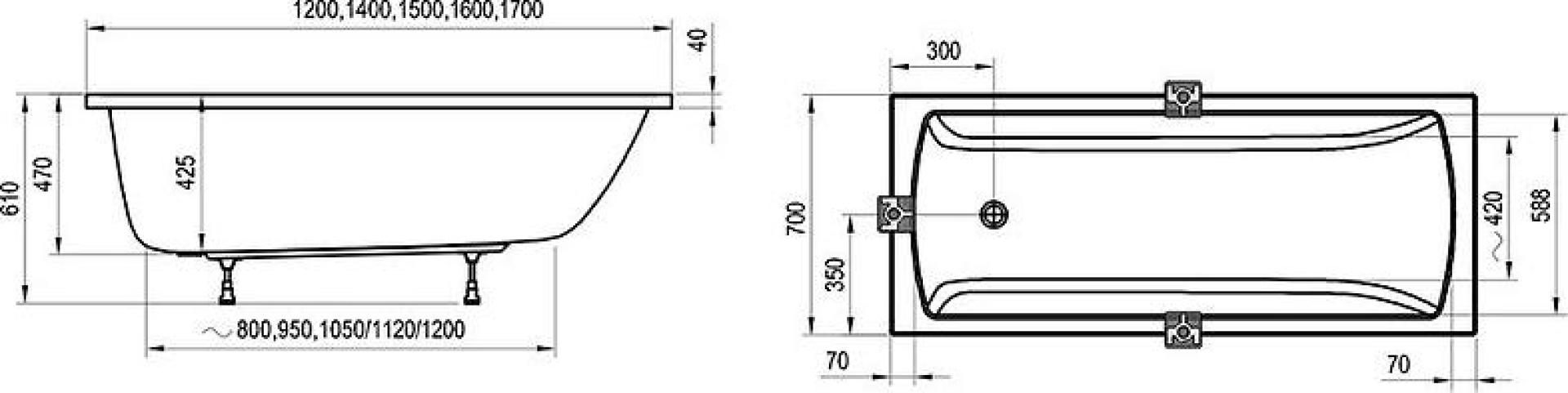 Акриловая ванна Ravak Classic II 160x70 CC41000000, белый