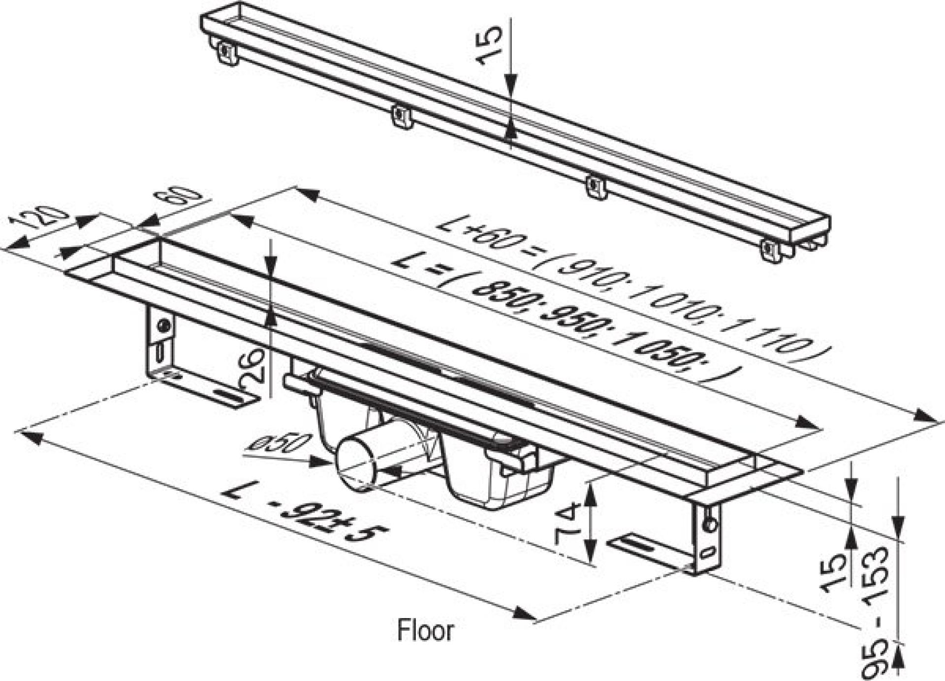 Душевой канал OZ Ravak Floor 850 X01430