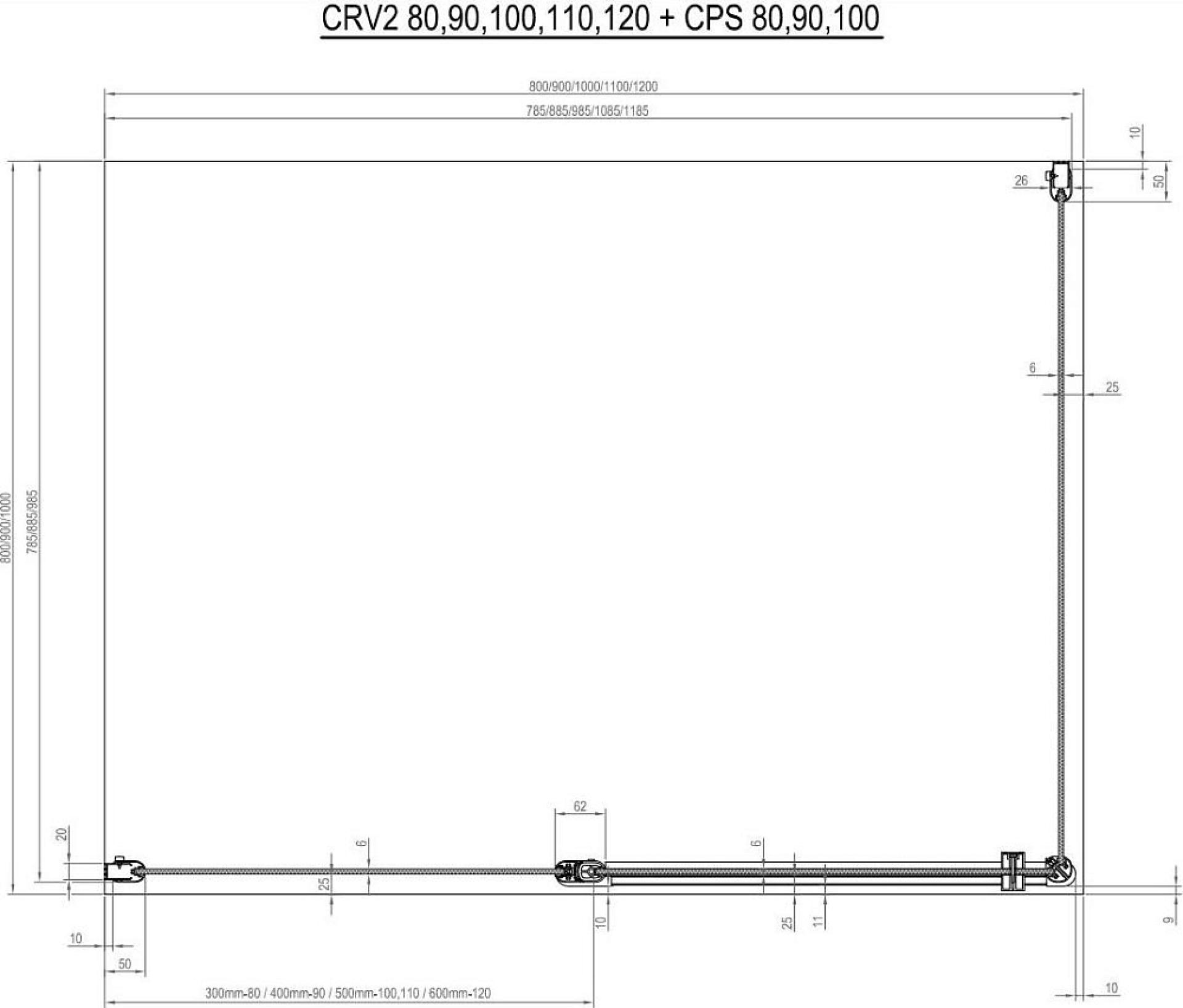 Душевой уголок Ravak Chrome CRV2-120+CPS-90 белый+транспарент