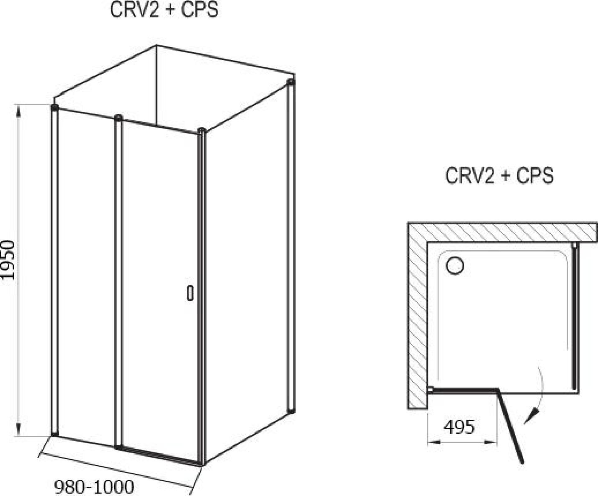 Душевой уголок Ravak CRV2-100+CPS Transparent профиль блестящий