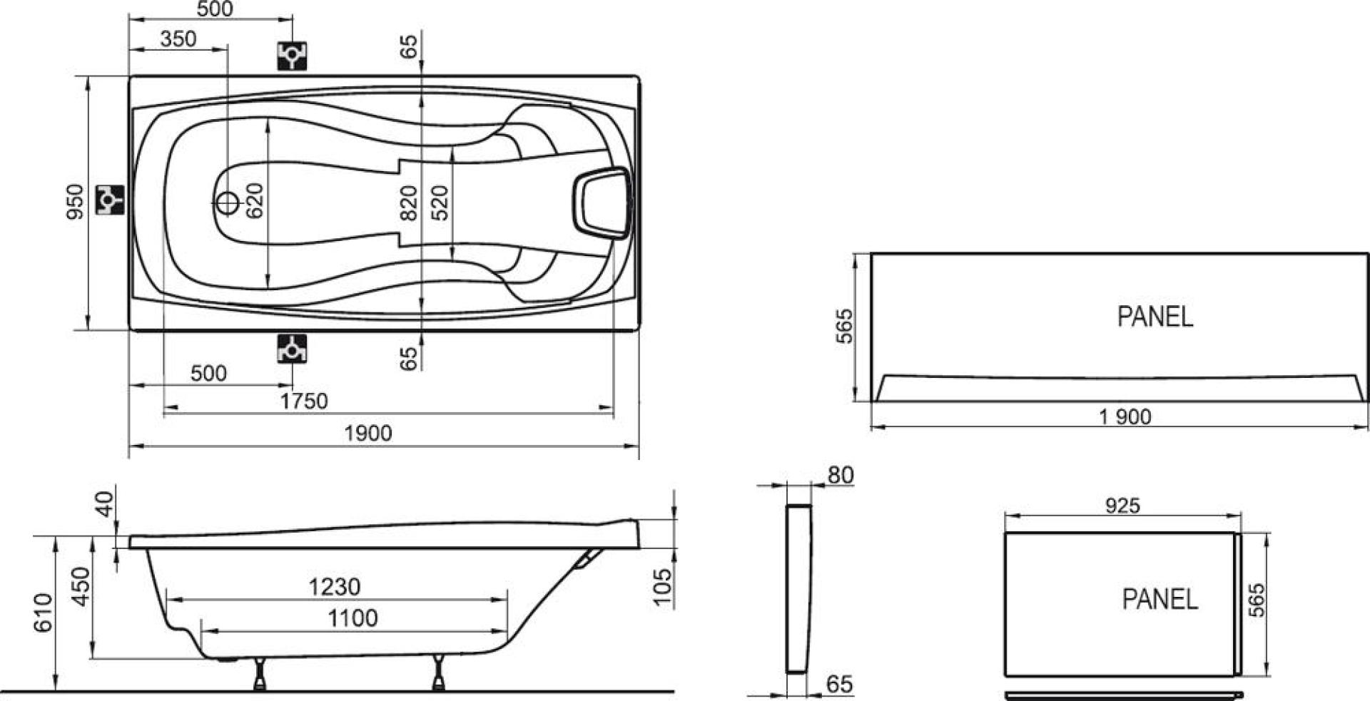 Боковая панель A для ванны Ravak XXL 95 CZ09190A00