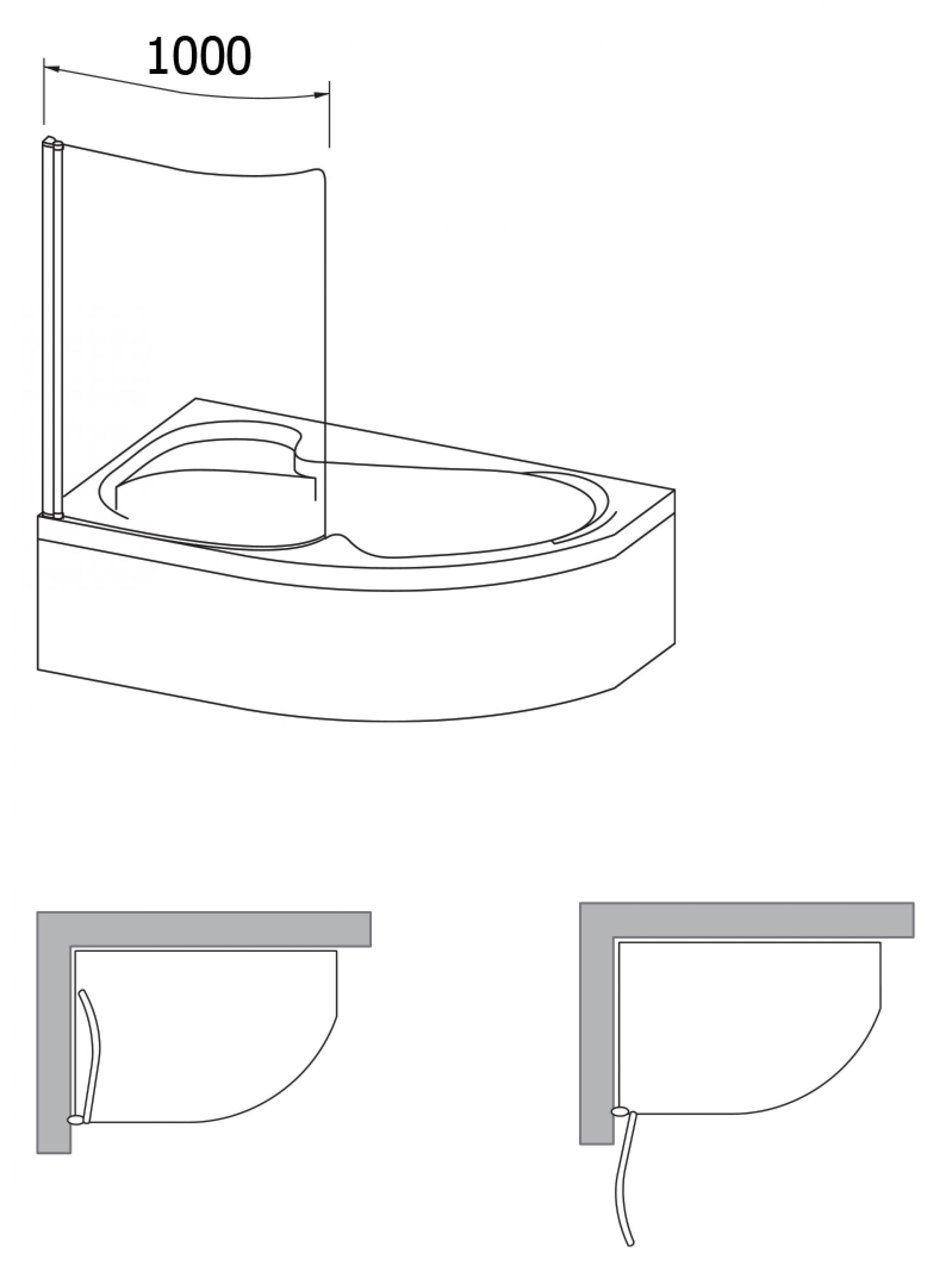 Шторка на ванну Ravak Rosa CVSK1 160/170 L Transparent профиль сатин