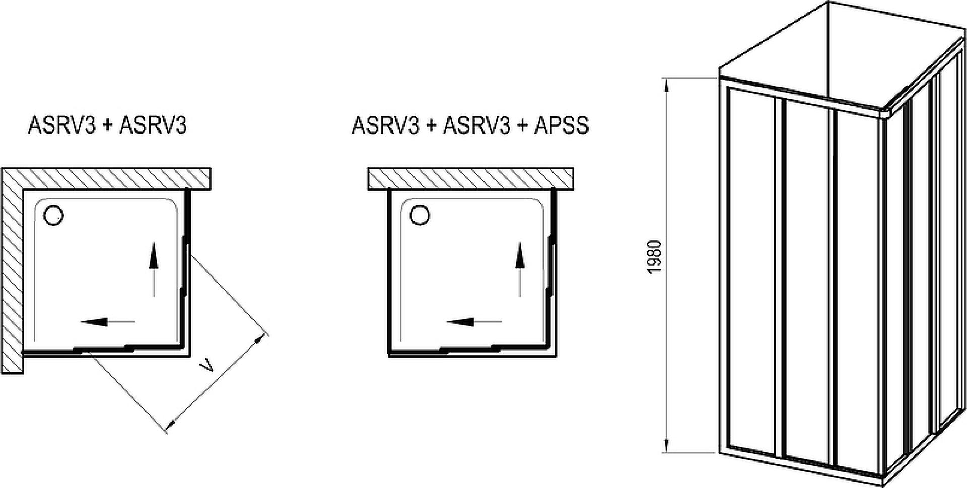 Душевая дверь Ravak Supernova ASRV3-90 198 15V703R2Z1 профиль черный, стекло transparent