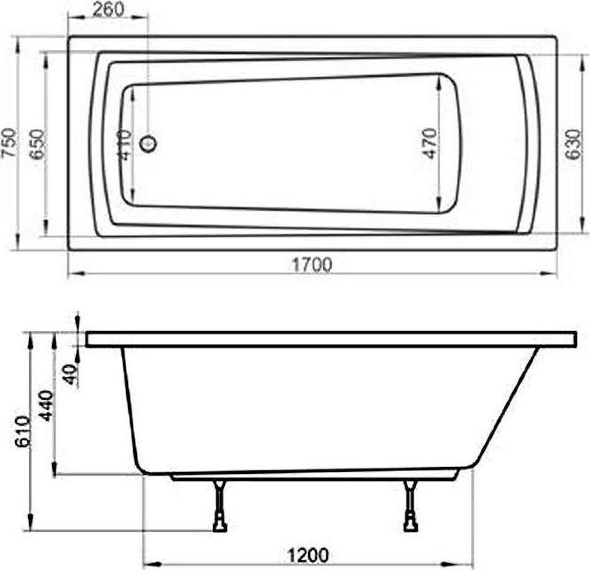 Акриловая ванна 170х75 Ravak Domino Plus C631R00000