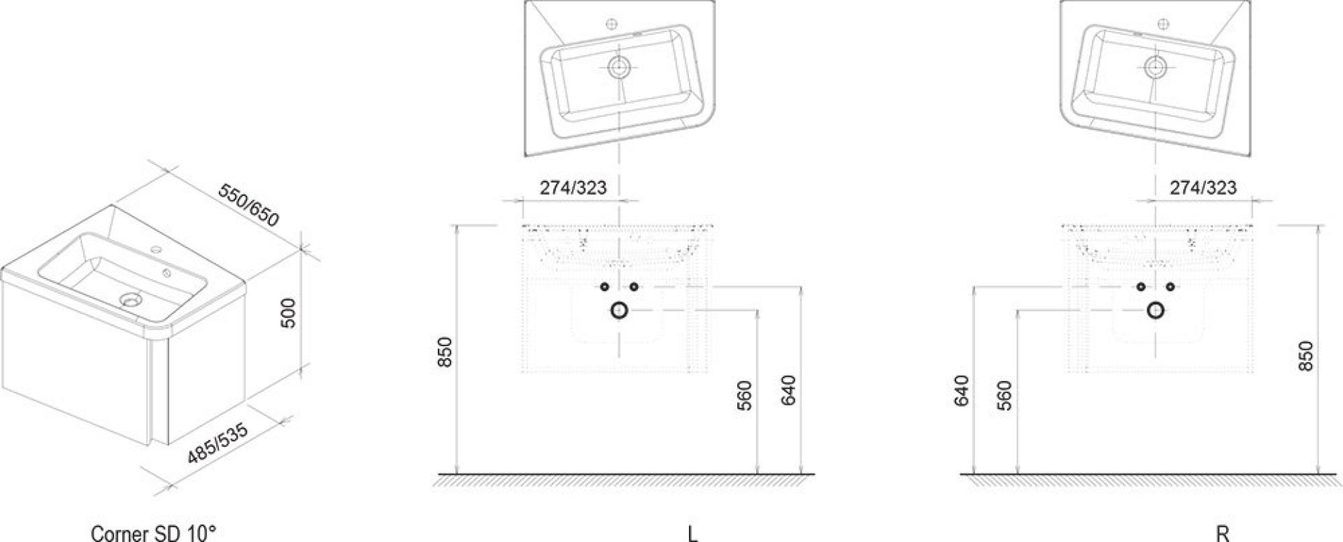 Тумба для комплекта 65 см Ravak 10° X000000747 L, тёмный орех