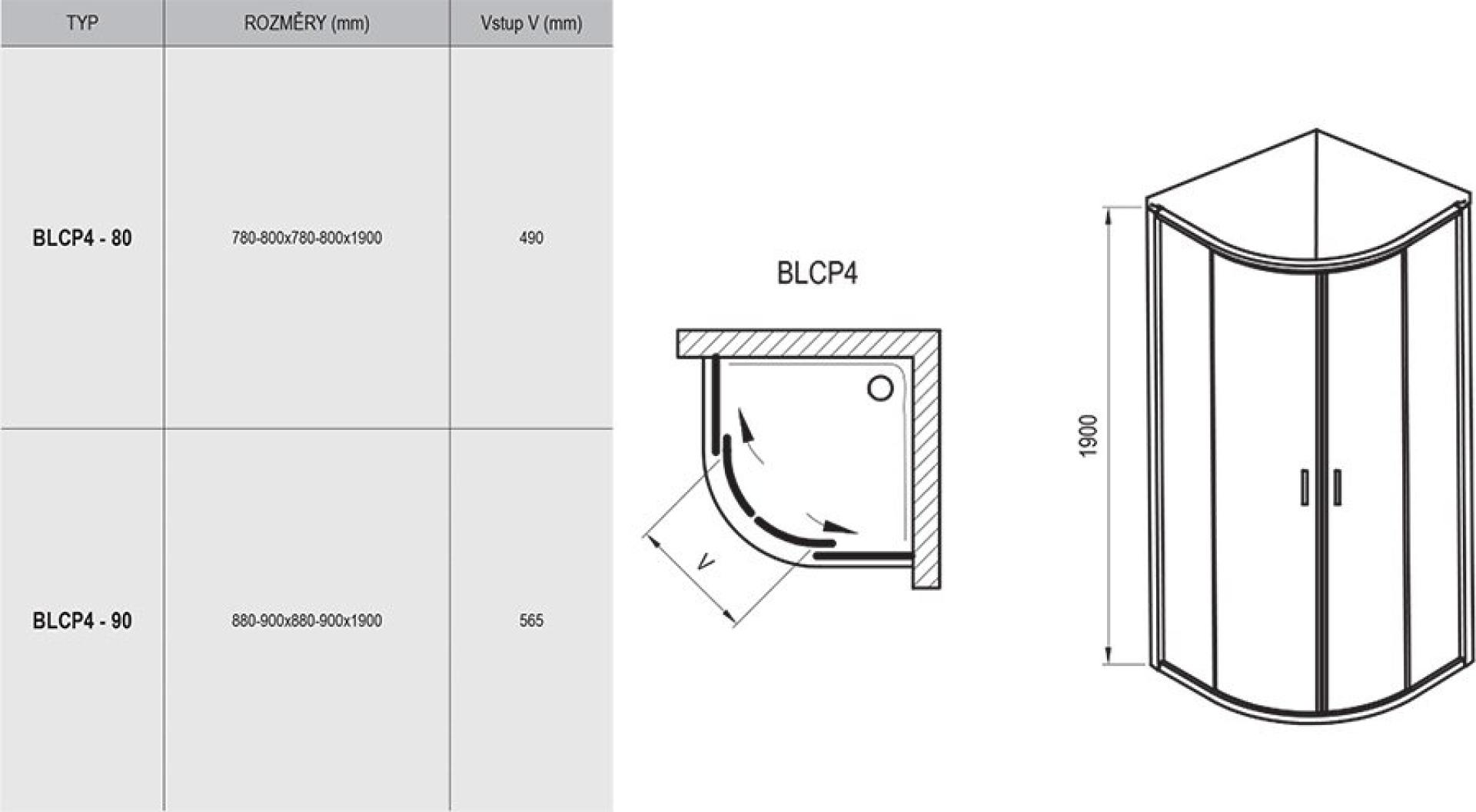 Душевой уголок Ravak Blix BLCP4-90 белый + транспарент AntiCalc 3B270100Z1