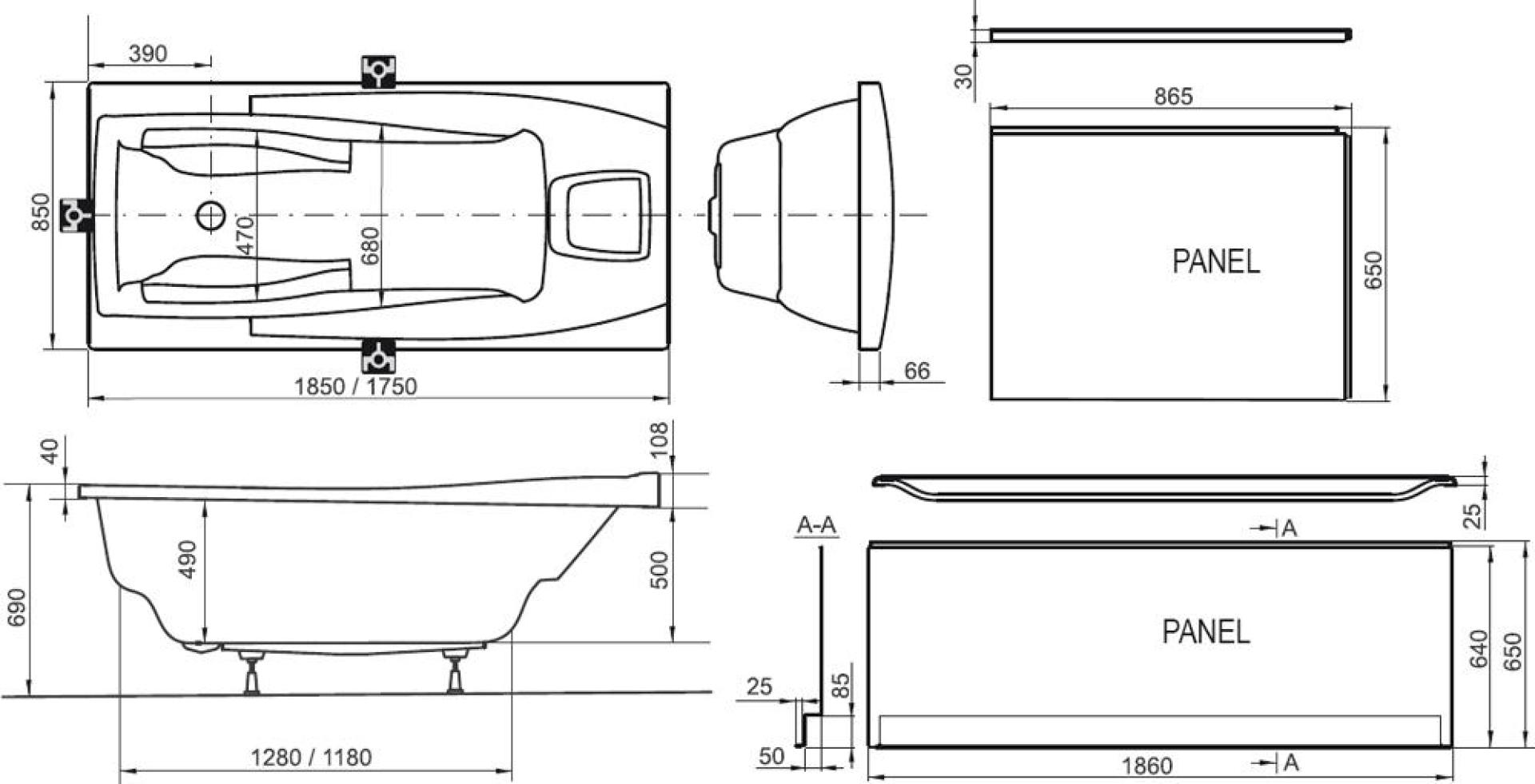 Боковая панель A для ванны Ravak You 85 L CZ01120A00