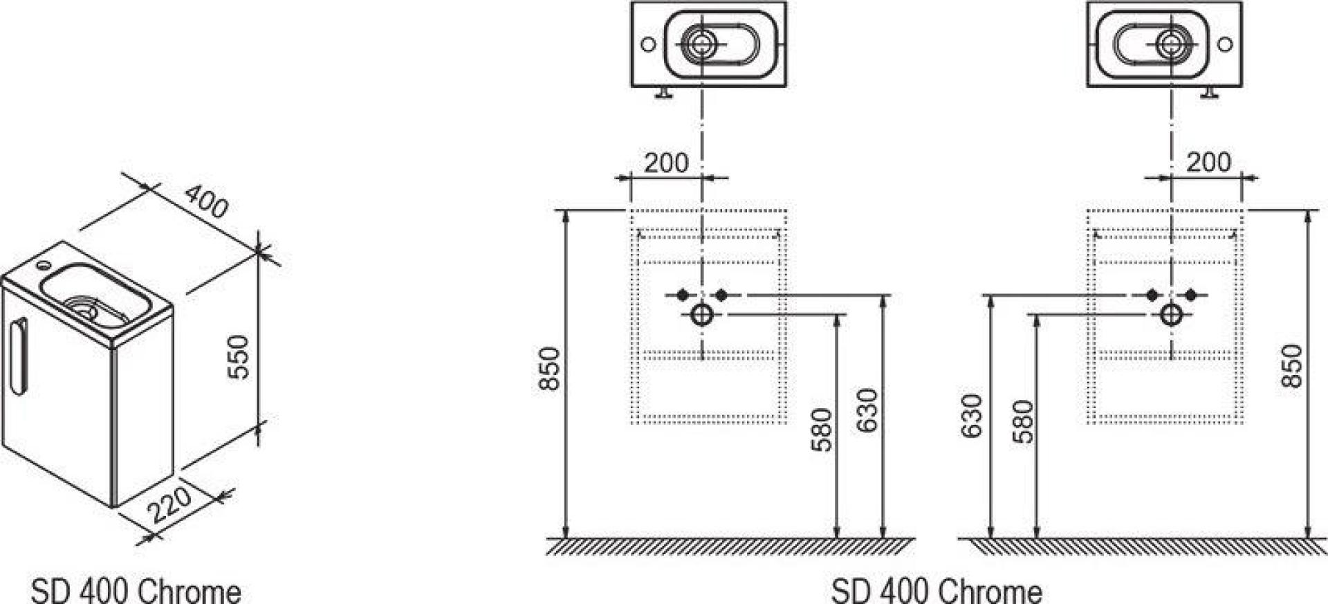 Дверца для тумбы Ravak SD 400 Chrome белая L X000000540