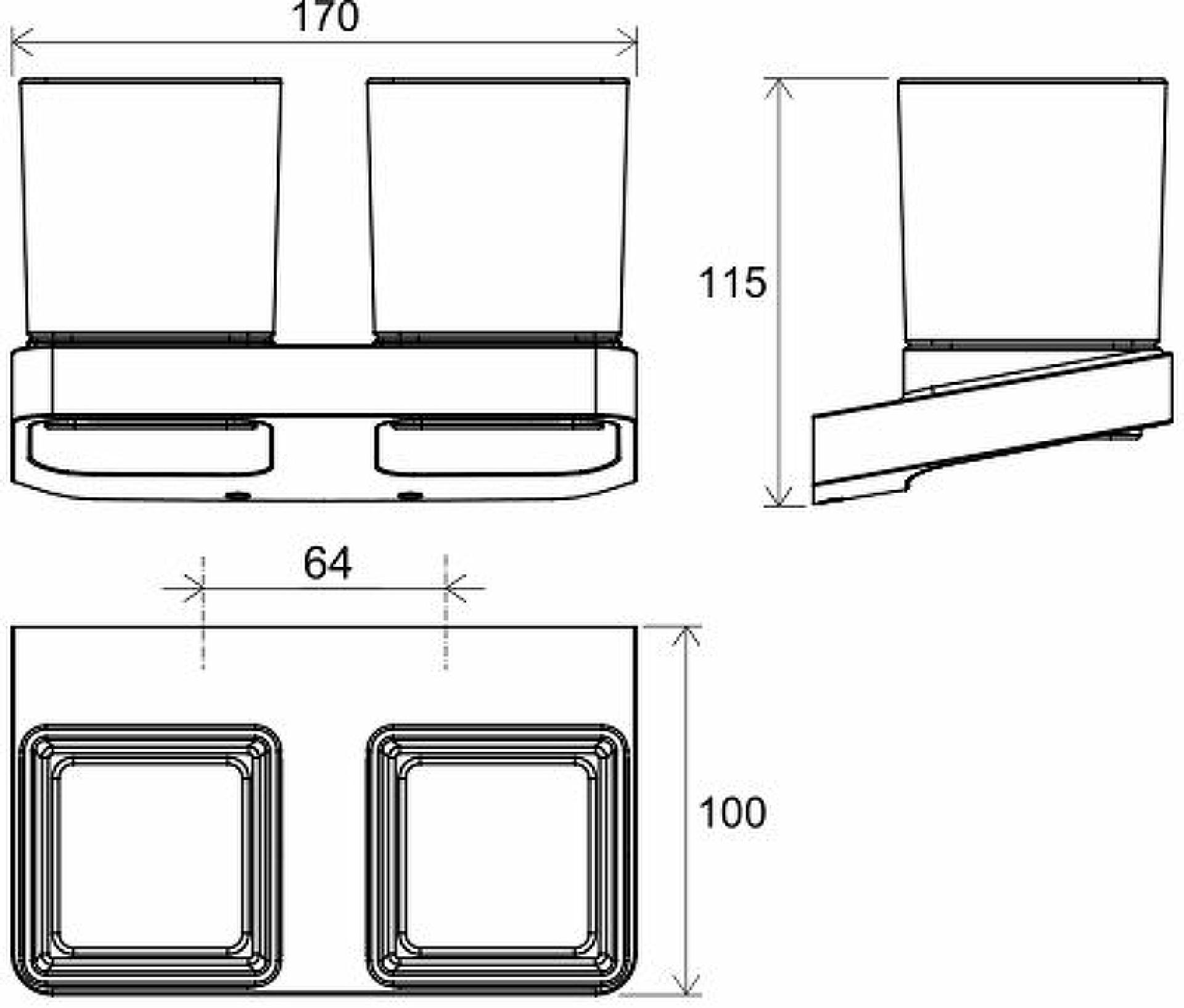 Стакан двойной Ravak 10° X07P558 черный матовый