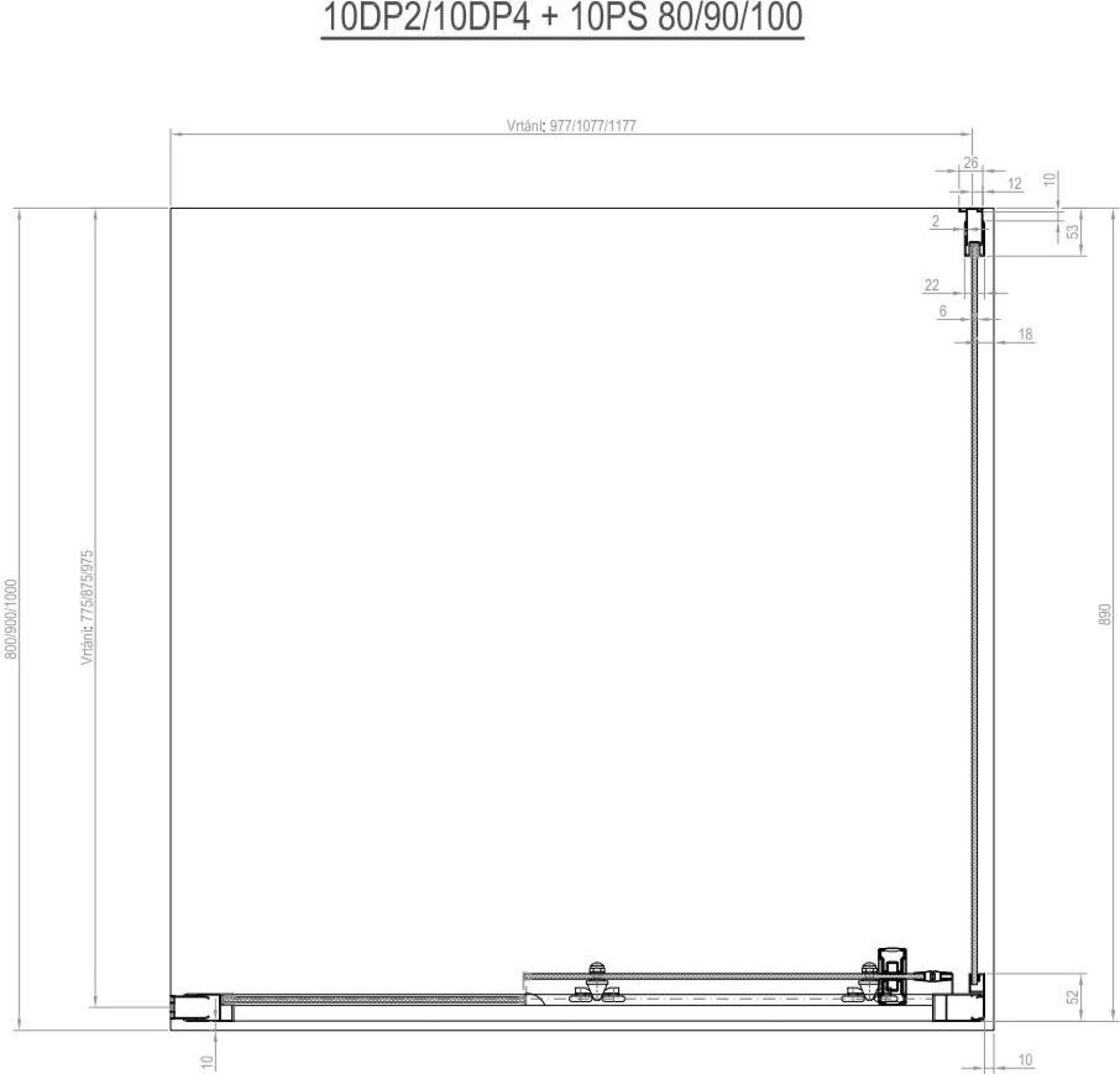 Душевой уголок Ravak 10° 10DP4-180+10PS-100 белый+транспарент