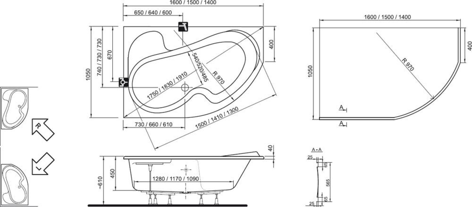 Акриловая ванна 160х105 Ravak Rosa I CL01000000 R