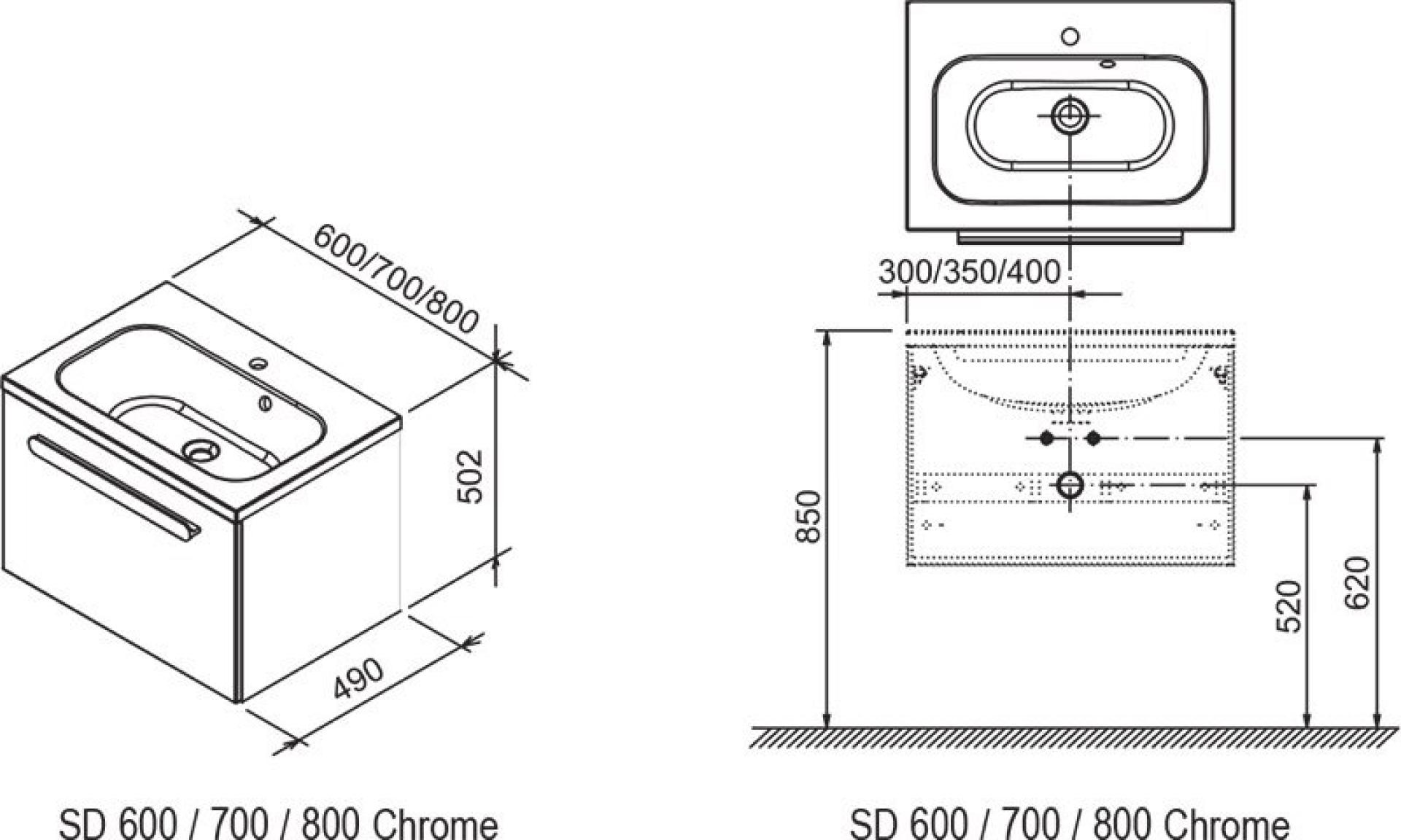 Тумба для комплекта 60 см Ravak Chrome X000000961, капучино/белый