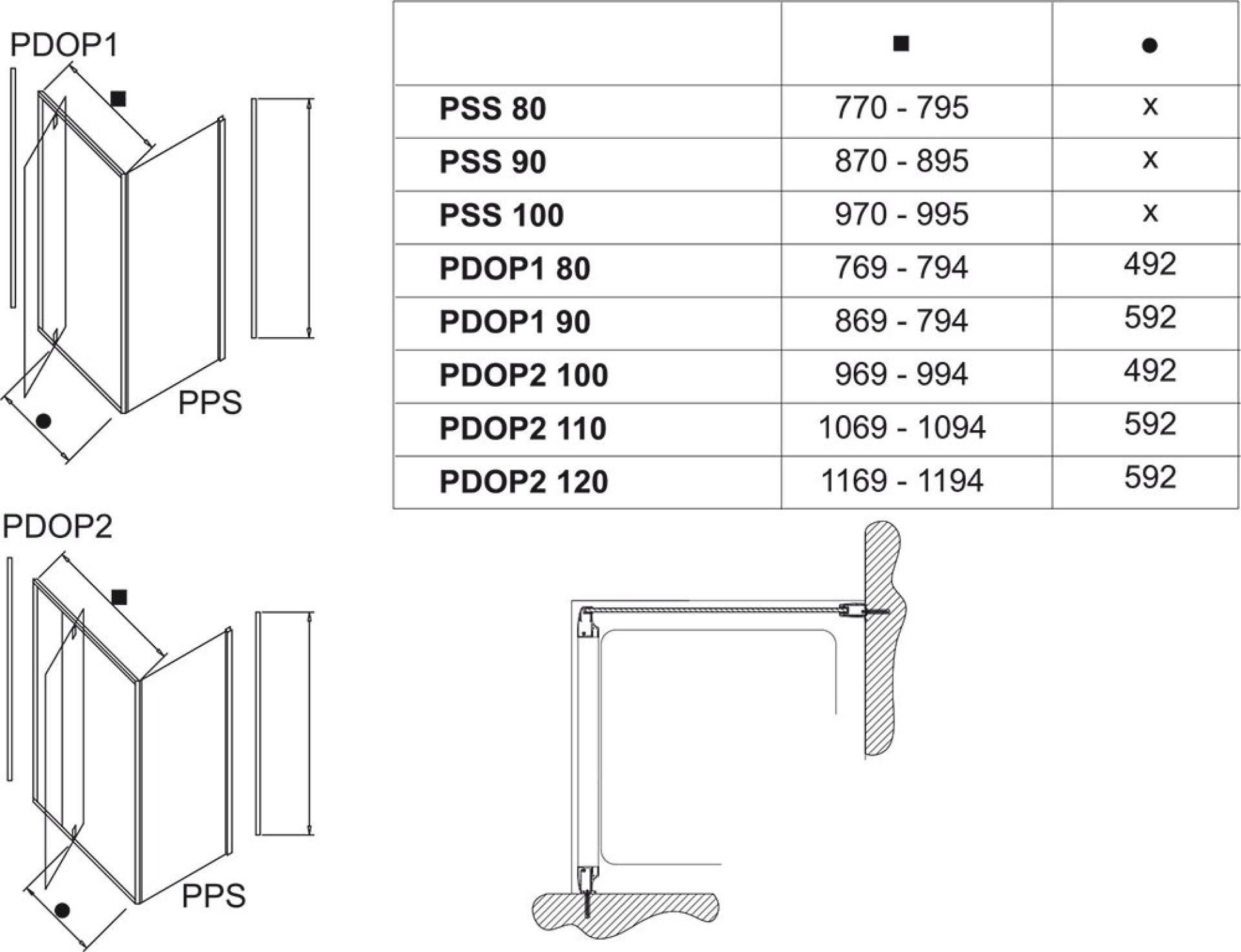 Душевая стенка Ravak Pivot PPS-90 блестящая +стекло транспарент 90G70C00Z1