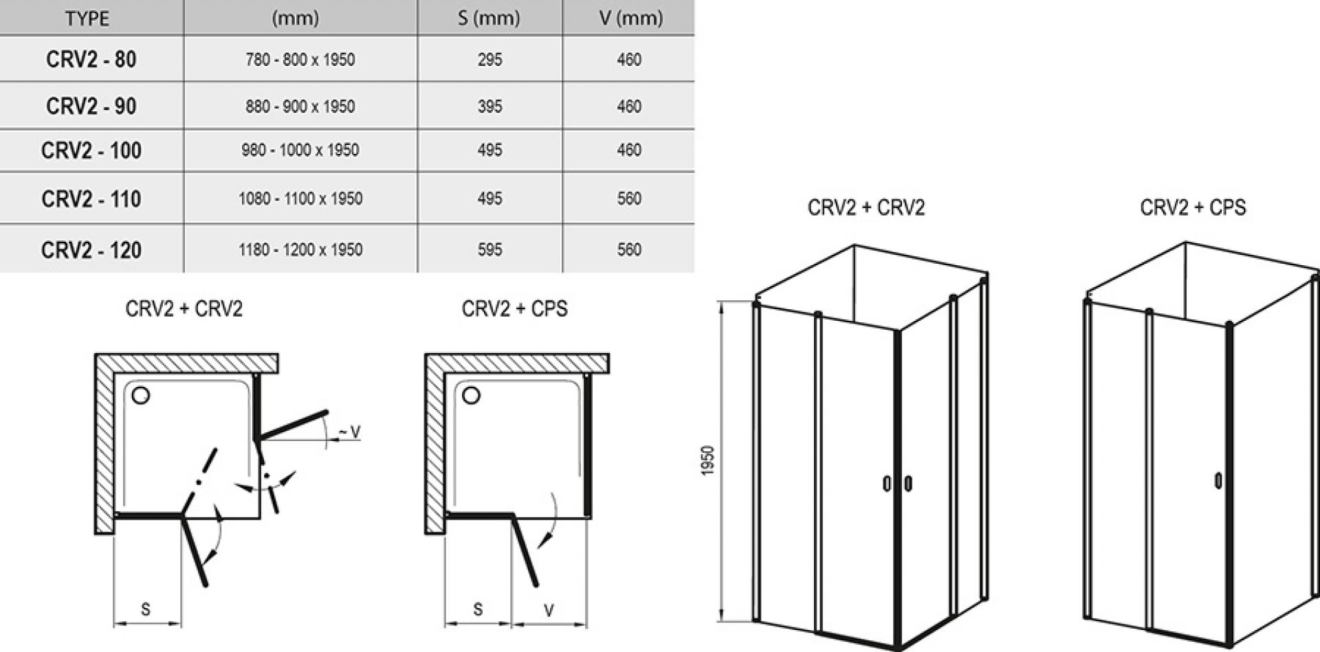 Дверь для душевого уголка Ravak Chrome CRV2-90 блестящий+транспарент 1QV70C00Z1