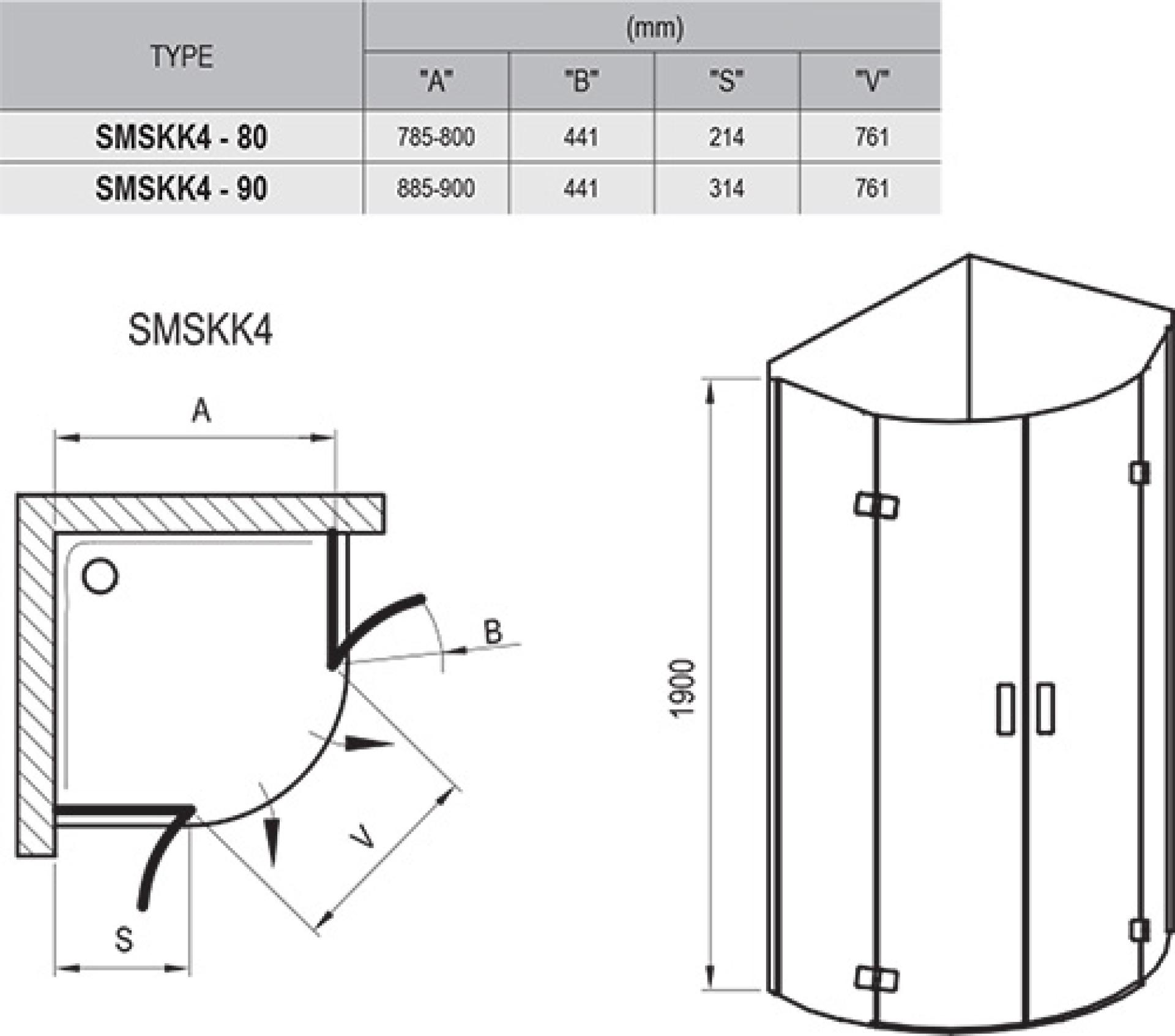 Душевой уголок Ravak SmartLine SMSKK4-80 хром + транспарент 3S244A00Y1