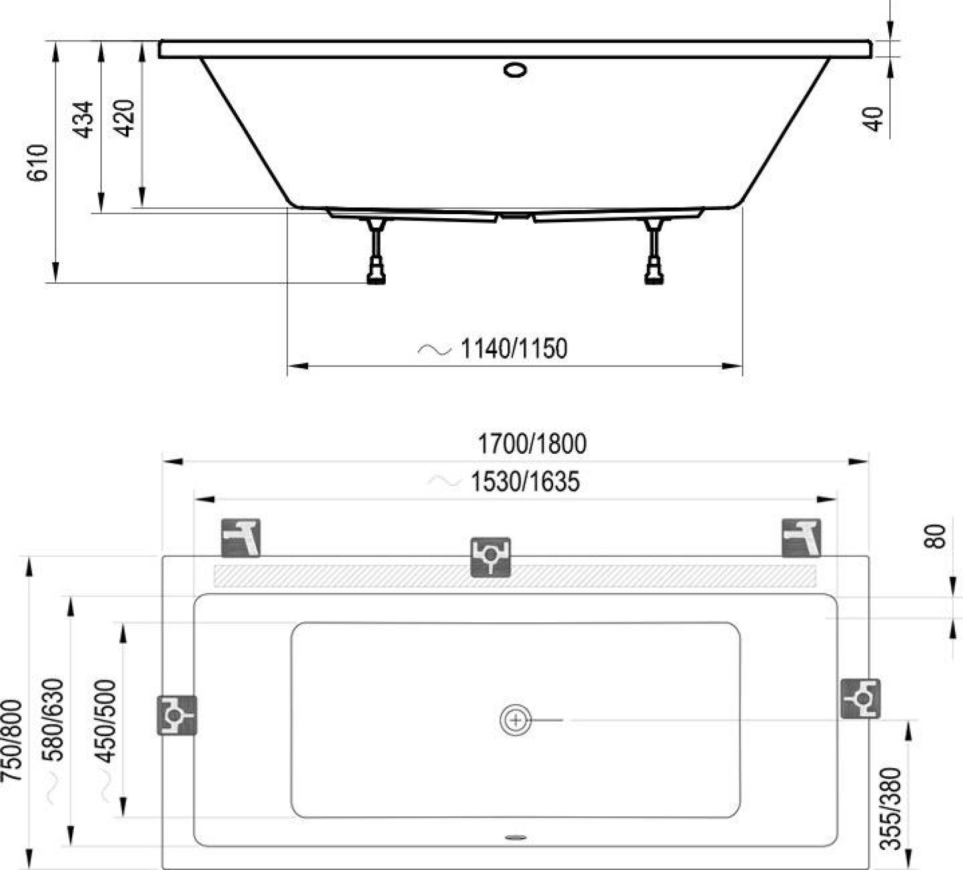 Акриловая ванна 180х80 Ravak Formy 01 C881000000