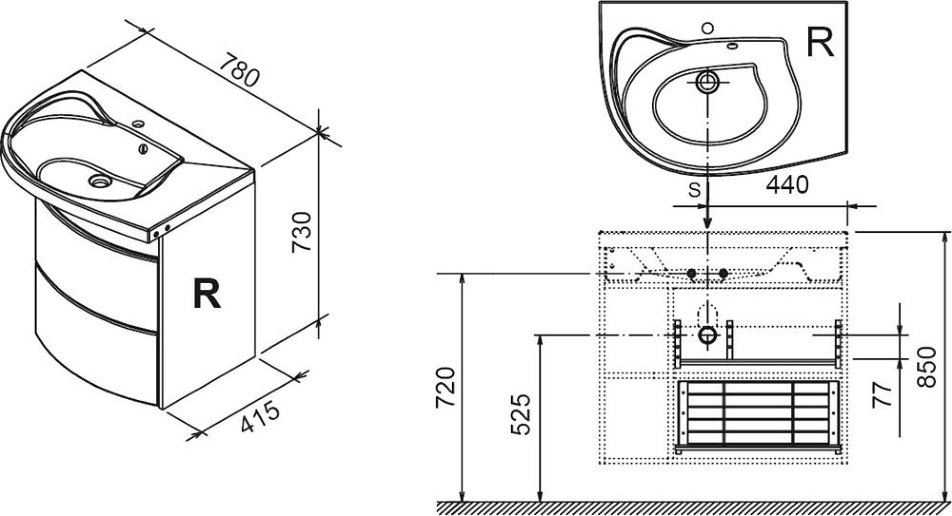 Тумба под умывальник Ravak Rosa Comfort SDU L белая/белая X000000328