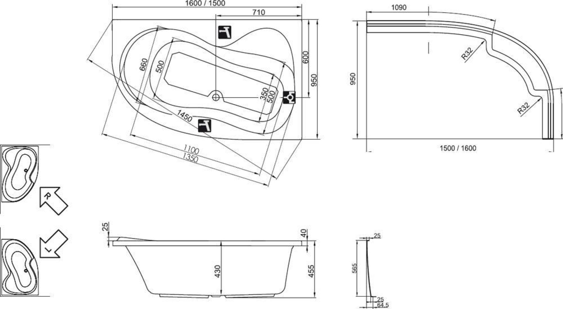 Передняя панель A для ванны Ravak Rosa 95 L 150 CZ55100A00