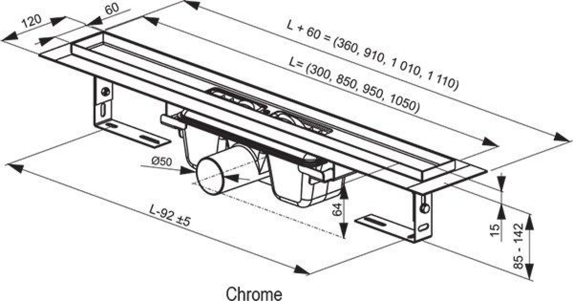 Душевой канал OZ Ravak Chrome 850 - нержавеющая сталь X01427