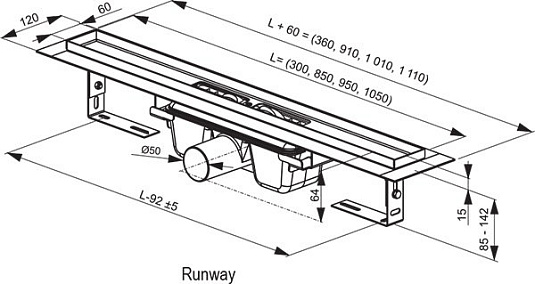 Душевой канал OZ Ravak Runway 1050  X01392