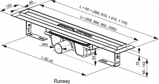 Душевой канал OZ Ravak Runway 850  X01388