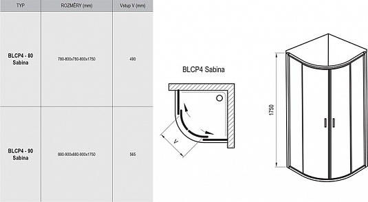 Душевой уголок Ravak Blix BLCP4-80 SABINA белый+ грапе 3B240140ZG