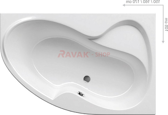 Акриловая ванна 170х105 Ravak Rosa II PU-PLUS C4210P0000 R