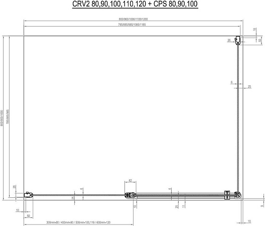 Душевой уголок Ravak Chrome CRV2-120+CPS-100 белый+транспарент