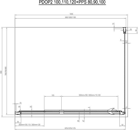 Душевой уголок Ravak Pivot PDOP2-100+PPS-100 белый + транспарент