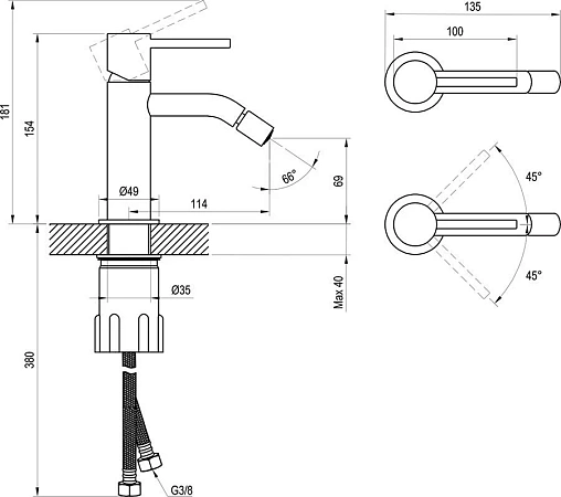 Смеситель для биде Ravak Espirit X070281 черный