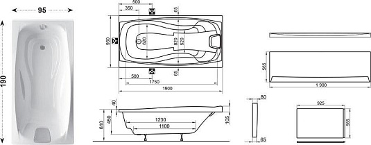 Акриловая ванна Ravak XXL 190х95 C091000000