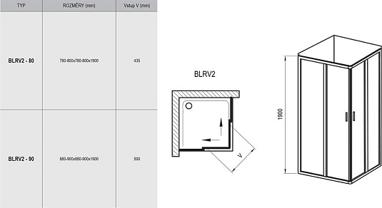 Душевой уголок Ravak Blix BLRV2-80 белый + транспарент AntiCalc 1LV40100Z1